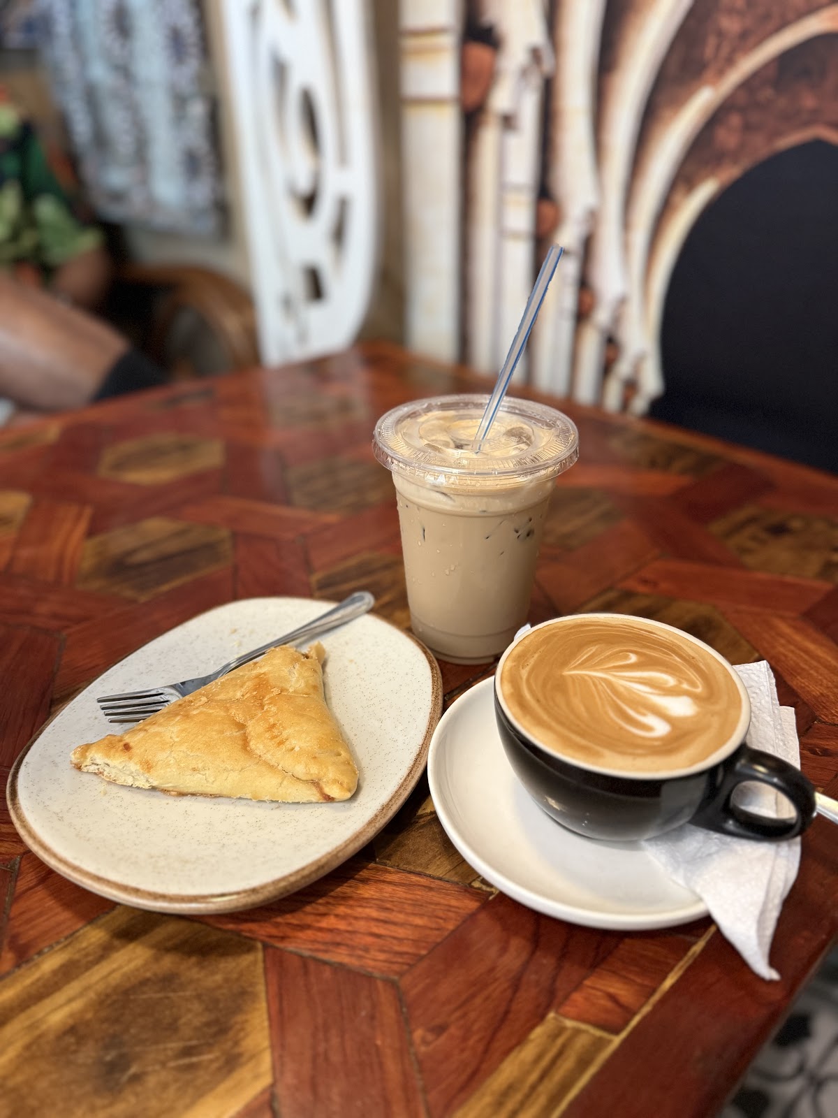 Signature pine tart with latte art