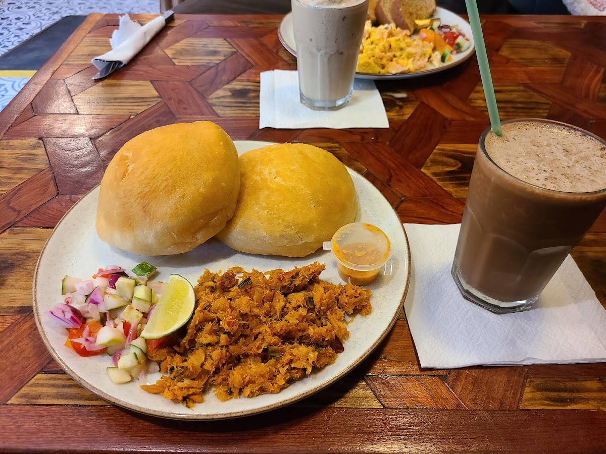 Bake and saltfish Guyanese breakfast